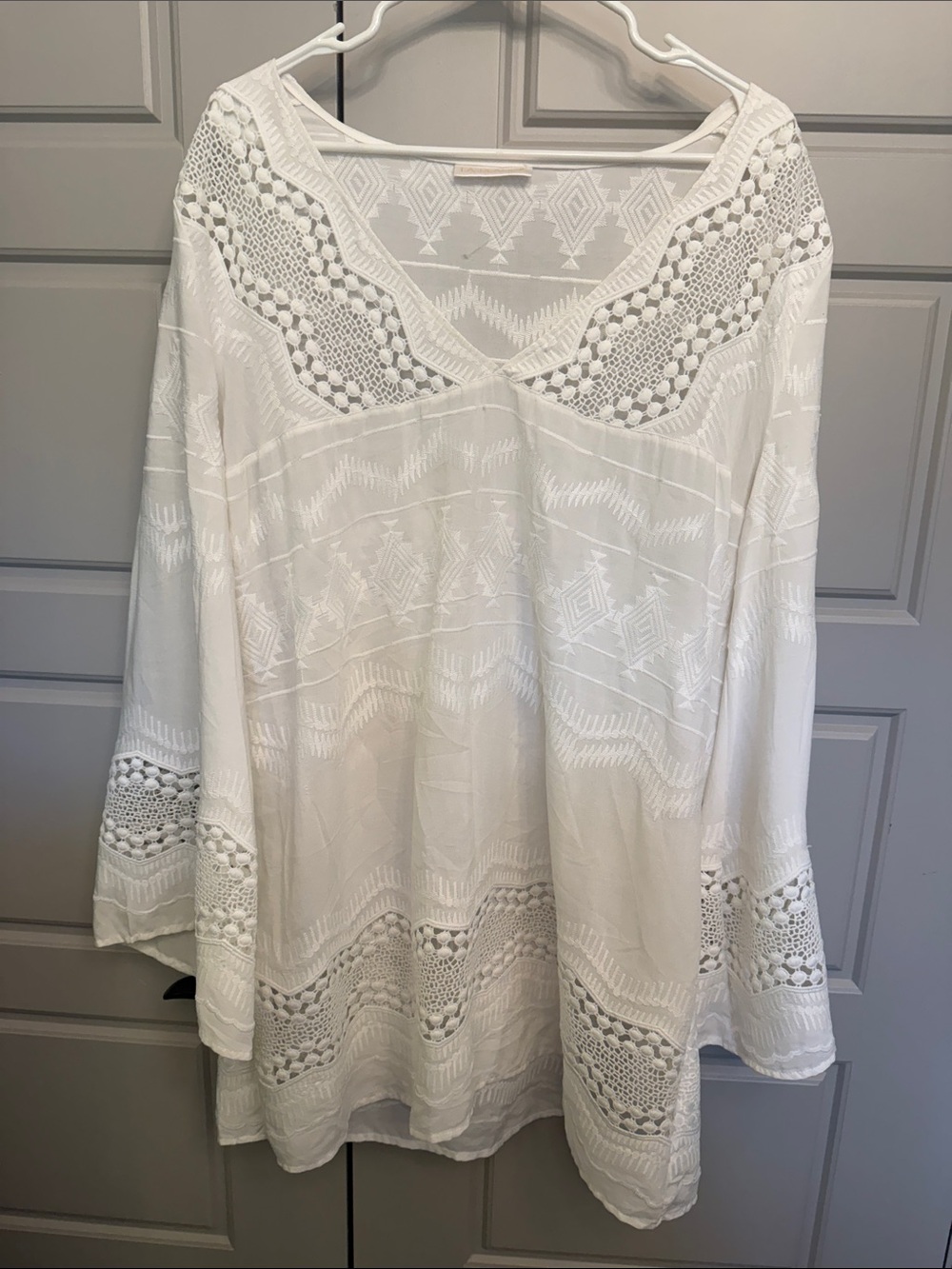 La Blanca White Crochet Trim Swim Coverup